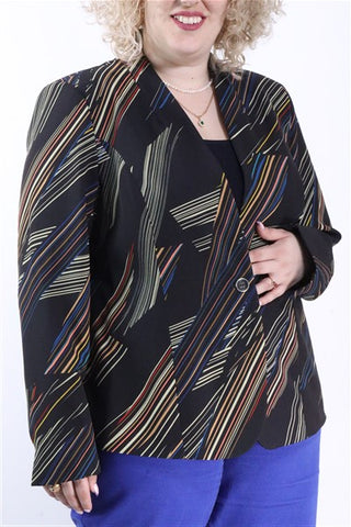 גקט שחור מעוצב בפרינט צבעוני- XXL גקט שחור מעוצב בפרינט צבעוני- XXL