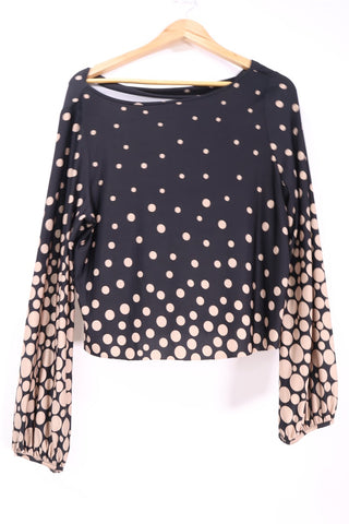 חולצה מנוקדת בשחור וקרם-M-L חולצה מנוקדת בשחור וקרם-M-L