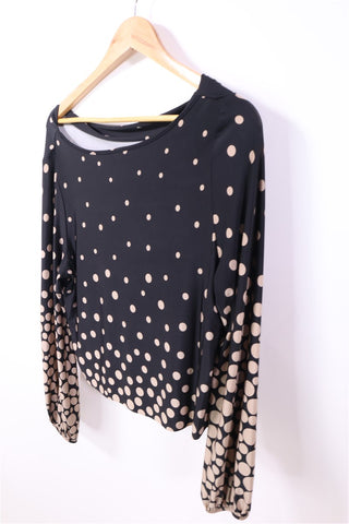 חולצה מנוקדת בשחור וקרם-M-L חולצה מנוקדת בשחור וקרם-M-L