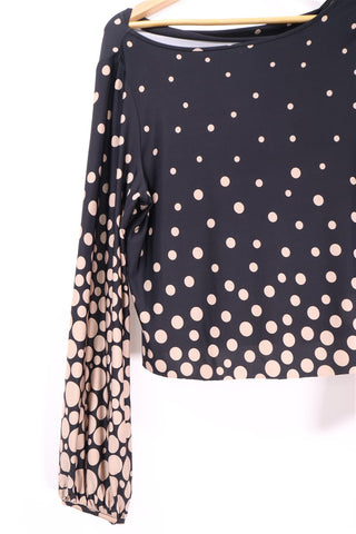 חולצה מנוקדת בשחור וקרם-M-L חולצה מנוקדת בשחור וקרם-M-L