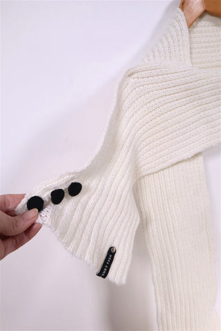 צעיף צמרי מעוצב בלבן -OS צעיף צמרי מעוצב בלבן -OS