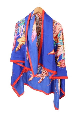 צעיף משי צבעוני עם ציור נוצה- OS צעיף משי צבעוני עם ציור נוצה- OS