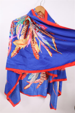 צעיף משי צבעוני עם ציור נוצה- OS צעיף משי צבעוני עם ציור נוצה- OS