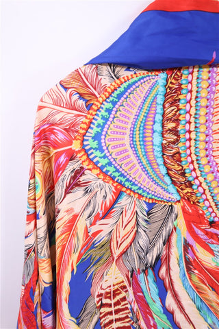 צעיף משי צבעוני עם ציור נוצה- OS צעיף משי צבעוני עם ציור נוצה- OS