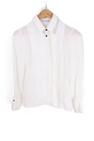 חולצה מכופתרת מעוצבת בלבן-XS-S חולצה מכופתרת מעוצבת בלבן-XS-S