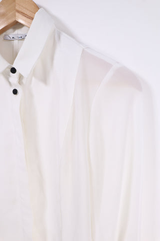 חולצה מכופתרת מעוצבת בלבן-XS-S חולצה מכופתרת מעוצבת בלבן-XS-S