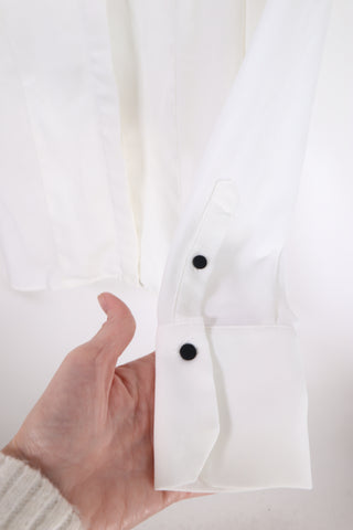 חולצה מכופתרת מעוצבת בלבן-XS-S חולצה מכופתרת מעוצבת בלבן-XS-S