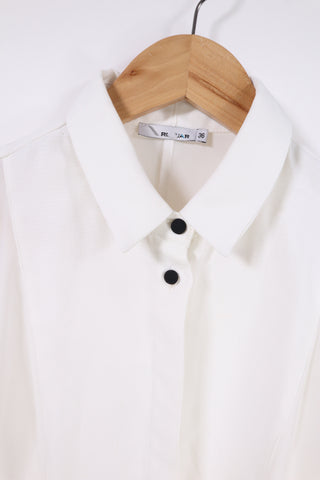 חולצה מכופתרת מעוצבת בלבן-XS-S חולצה מכופתרת מעוצבת בלבן-XS-S