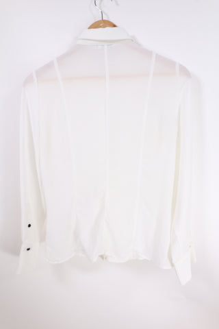 חולצה מכופתרת מעוצבת בלבן-XS-S חולצה מכופתרת מעוצבת בלבן-XS-S