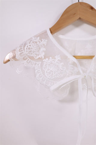 צעיף צווארון שיפון ותחרה בלבן- OS צעיף צווארון שיפון ותחרה בלבן- OS