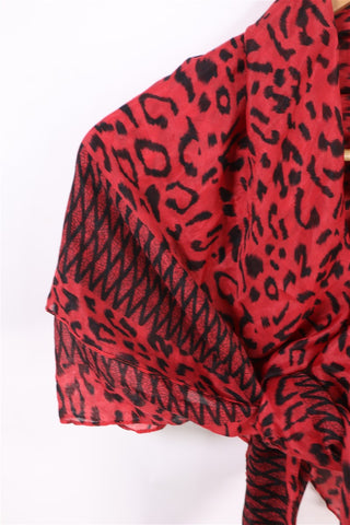 צעיף  שיפוני מנומר באדום ושחור- OS צעיף  שיפוני מנומר באדום ושחור- OS