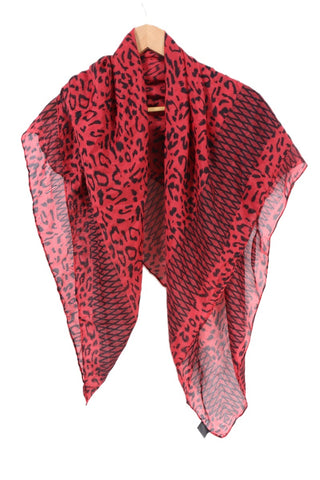 צעיף  שיפוני מנומר באדום ושחור- OS צעיף  שיפוני מנומר באדום ושחור- OS