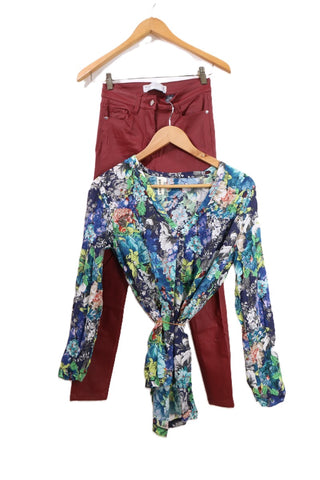 חולצה פרחונית צבעונית- M-L חולצה פרחונית צבעונית- M-L