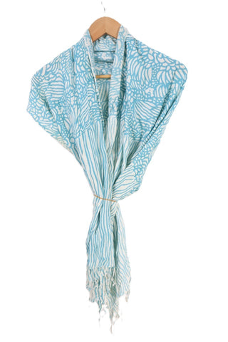 צעיף מוארך בשמנת ותכלת- OS צעיף מוארך בשמנת ותכלת- OS