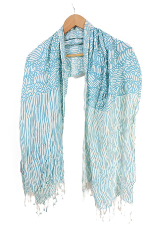 צעיף מוארך בשמנת ותכלת- OS צעיף מוארך בשמנת ותכלת- OS