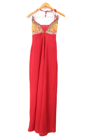 שמלה אתנית באדום וזהב- M-L שמלה אתנית באדום וזהב- M-L