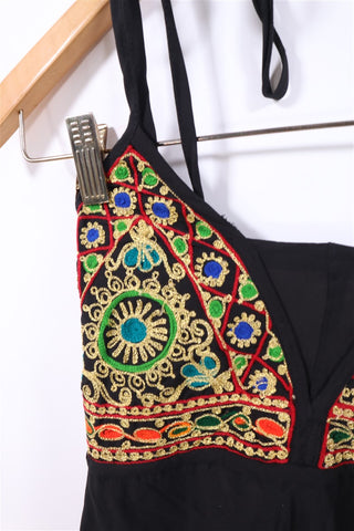 שמלה אתנית בשחור וזהב- S-M שמלה אתנית בשחור וזהב- S-M