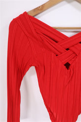 בגד גוף וינטיג אדום עם איקס- XS