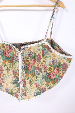 חולצת מחוך קשירה פרחוני-XL-XXL חולצת מחוך קשירה פרחוני-XL-XXL