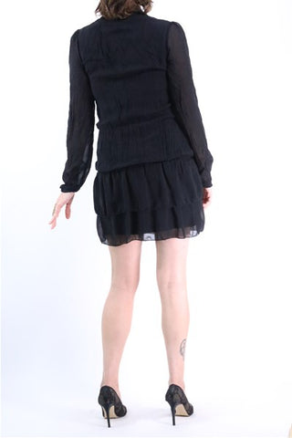 שמלת שכבות שיפון שחורה- XS-S שמלת שכבות שיפון שחורה- XS-S