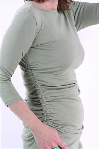 שמלת כיווצים ירקרקה- S שמלת כיווצים ירקרקה- S