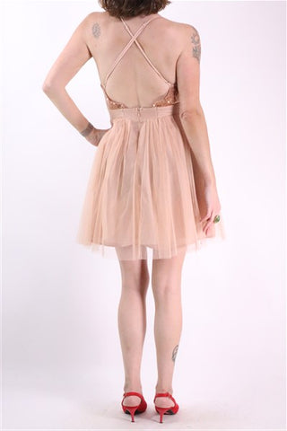 שמלת ערב פייטים בורוד- S-M שמלת ערב פייטים בורוד- S-M