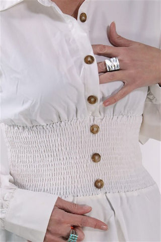 שמלה חצי מכופתרת בלבן- S שמלה חצי מכופתרת בלבן- S