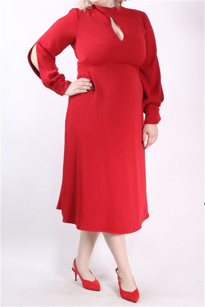 שמלת ערב קולר מעוצבת באדום- L