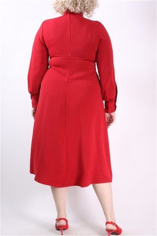 שמלת ערב קולר מעוצבת באדום- L