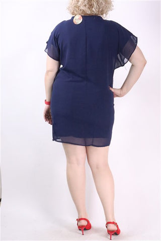 שמלת שיפון חדשה בכחול- M