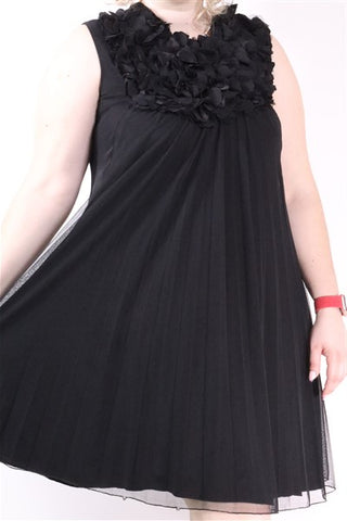 שמלת ערב פליסה פרחים בשחור- L