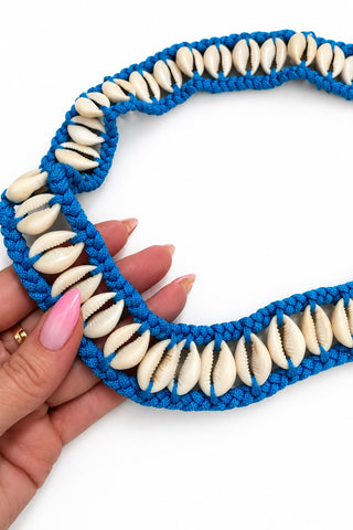 חגורת צדפים נקשרת בכחול- XS-L