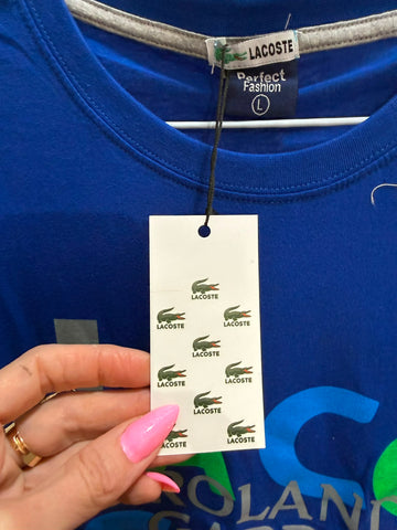 חולצת טי שרט חדשה LACOSTE  בכחול- L