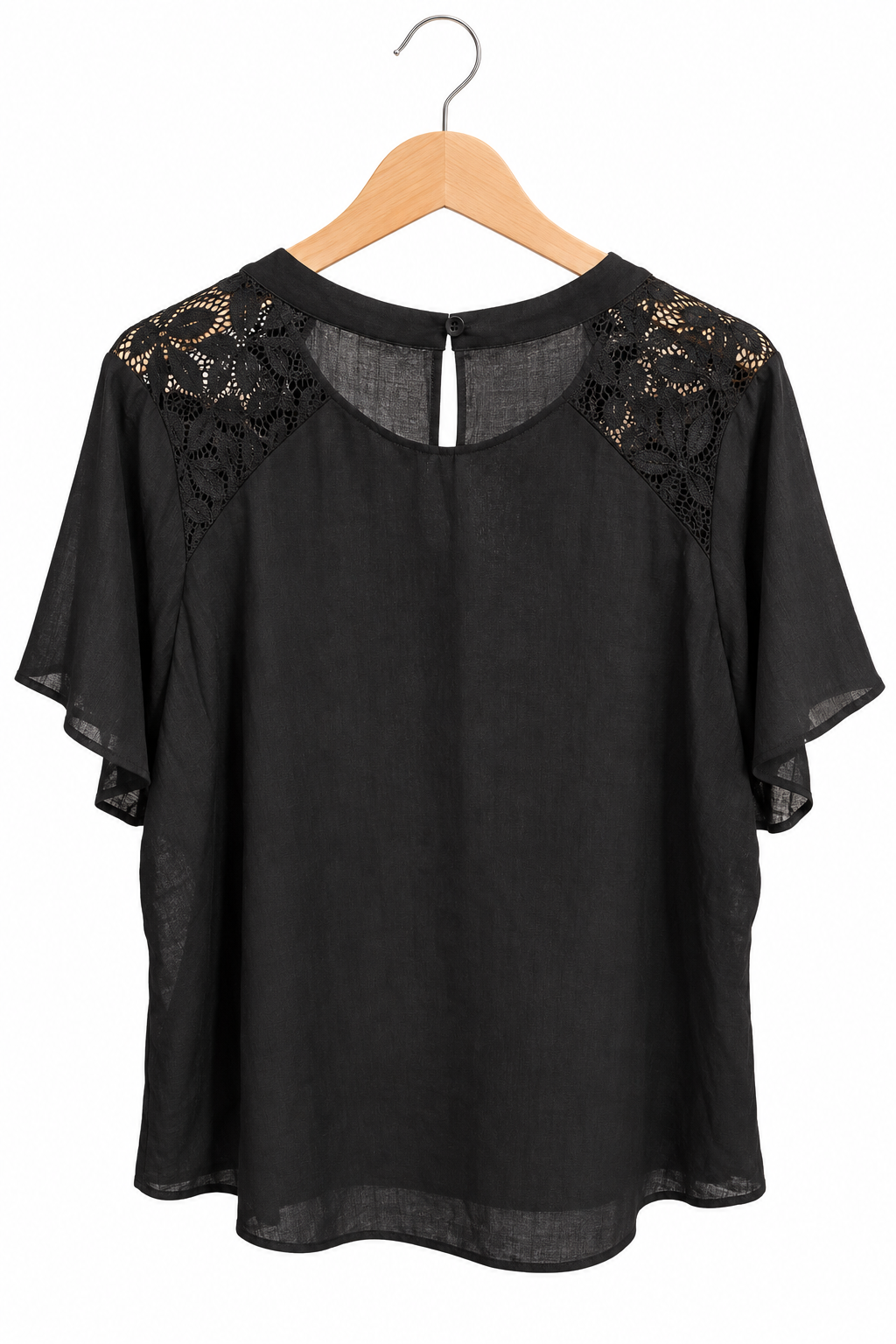 חולצה נשפכת עם תחרה בשחור- L-XL, תמונה 4