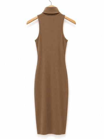 שמלת ריב סטרצית ZARA בחום- XS-S