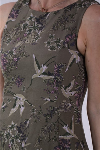 שמלת ציפורים בירוק אפרפר- XS-S