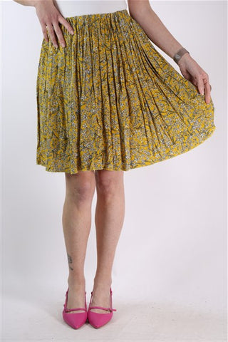 חצאית פליסה פרחונית בצהוב- M