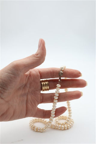 שרשרת פנינים וינטיג בשמנת -OS