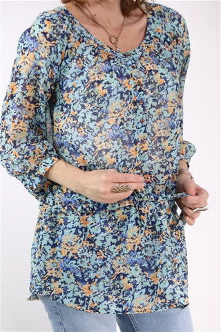 חולצת שיפון טוניקה פרחונית- L