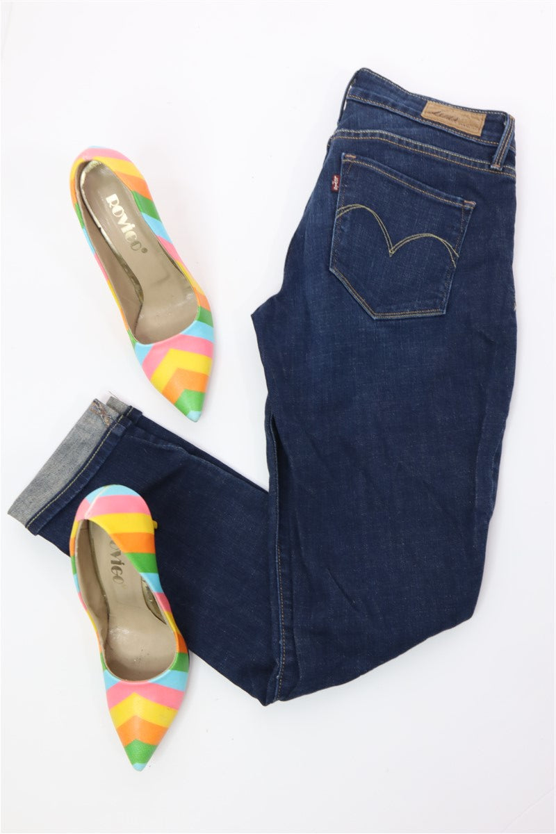 גינס LEVI'S סקיני בכחול- XS -S, תמונה 1