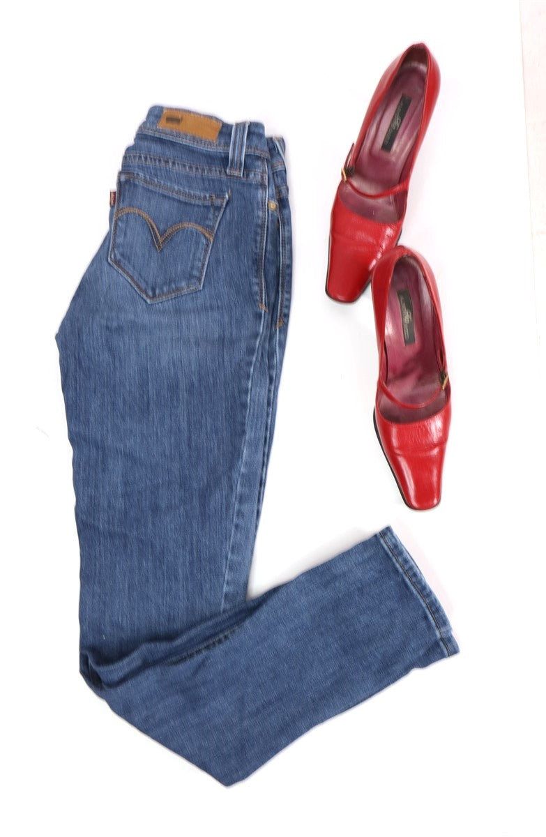 גינס LEVI'S סקיני בכחול כהה משופשף- XS-S, תמונה 6