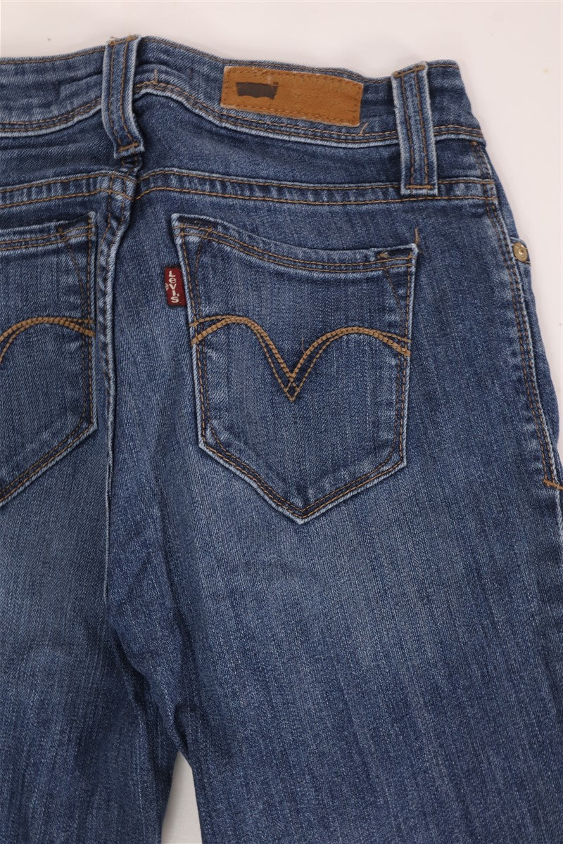 גינס LEVI'S סקיני בכחול כהה משופשף- XS-S, תמונה 4