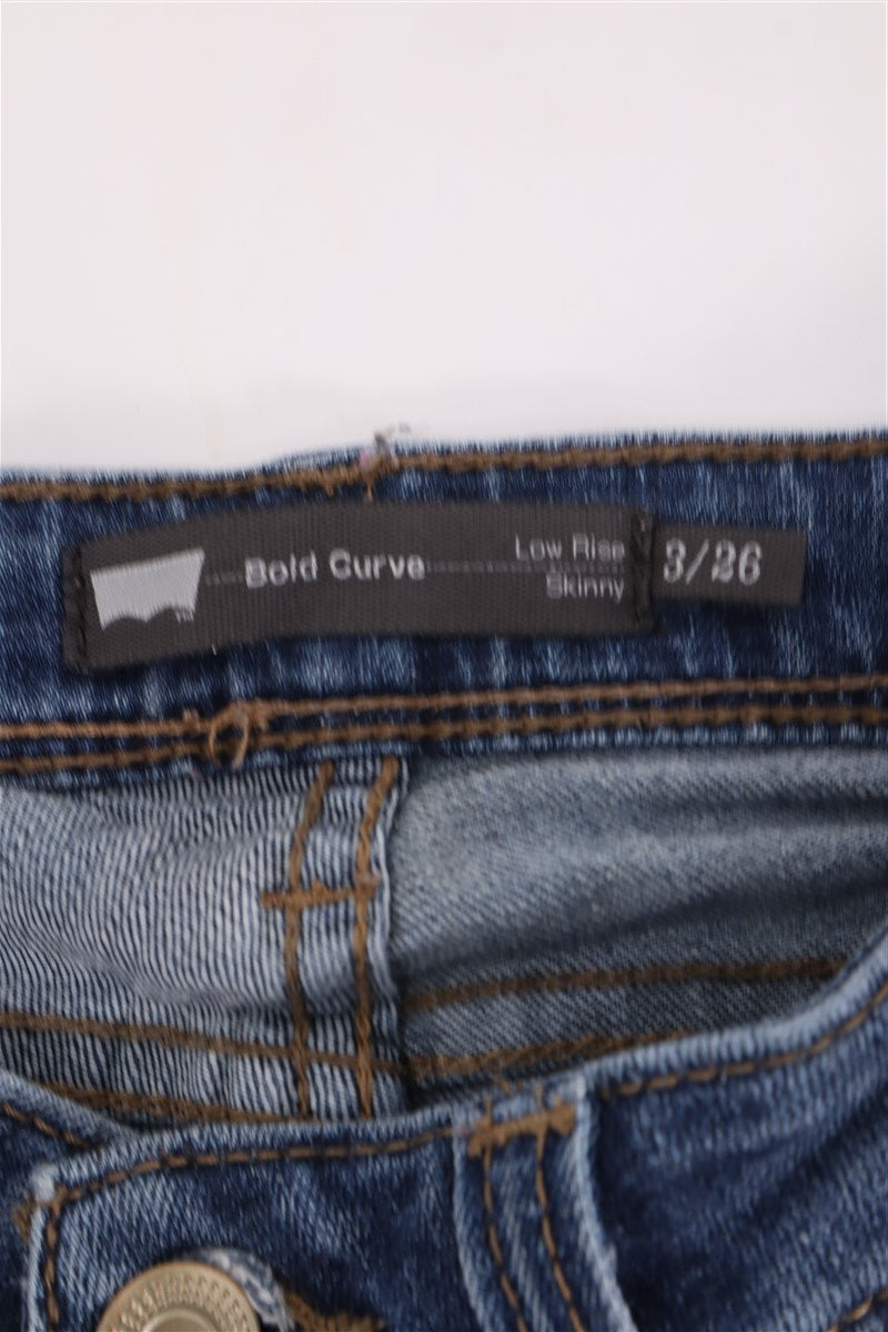 גינס LEVI'S סקיני בכחול כהה משופשף- XS-S, תמונה 5
