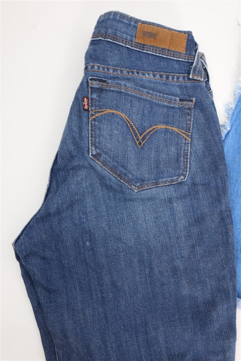 גינס LEVI'S סקיני בכחול משופשף- XS, תמונה 2