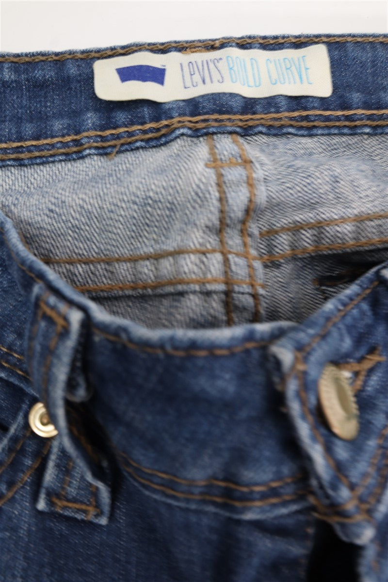 גינס LEVI'S סקיני בכחול משופשף- XS, תמונה 6