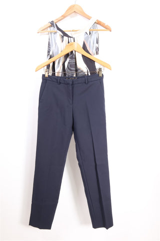 מכנסיים סיגר ZARA בכחול כהה-XS