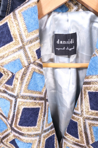 גקט מעצבים DAN CASSIDI בכחול וזהב- M