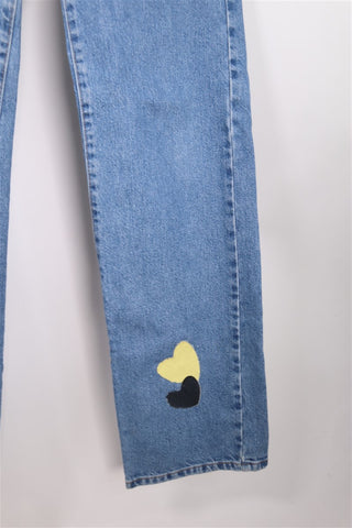 גינס מתרחב MANGO דגמ"ח לבבות בכחול– XS