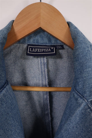 גקט וינטיג גינס מעוצב בתכלת כחול-L-XL