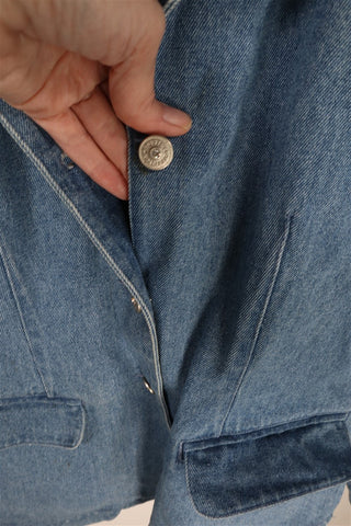 גקט וינטיג גינס מעוצב בתכלת כחול-L-XL